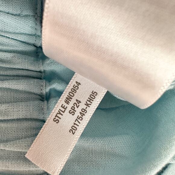 Madewell Linen Blend Pull On Straight Crop Pant Blue Heron Pockets US 8 NWT - Picture 8 of 14